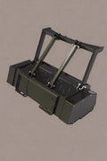 Skid Steer Drum Mulcher with heavy-duty drum and black housing

Second Image: Mounted rotary slasher on skid steer for brush cutting

Third Image: Close-up view of reinforced rotor and cutting teeth

Fourth Image: Side profile of attachment with connection points