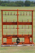 Skid steer hay accumulator with 24 hooks
Bale grab attachment for 8 to 10 rectangular bales
Heavy-duty hay grapple for skid steer loader
Orange steel bale accumulator attachment
Universal mount hay handling tool