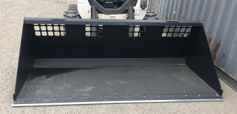 wide skid steer snow and mulch bucket with cutting edge