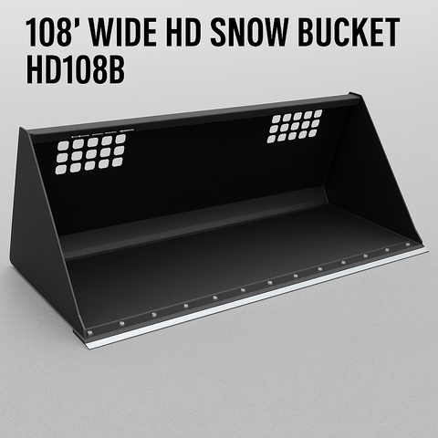 wide skid steer snow and mulch bucket with cutting edge