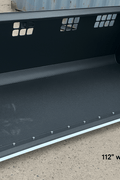 wide skid steer snow and mulch bucket with cutting edge