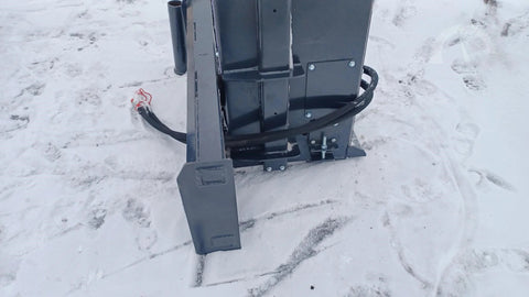 CPD1284H Skid Steer Post Driver mounted on skid steer

Side view of Quick Sledge hydraulic post driver on worksite

Self-contained fence post driver close-up with universal mount

Post driver driving steel post into ground on rocky terrain

Compact skid steer post driver for fencing and landscaping