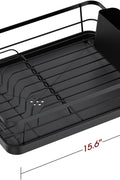 Compact stainless steel dish rack with white bowls and plates

Close-up of drainboard draining water into sink

Side view of dish rack showing utensil holder

All parts of dish rack laid out for assembly

Stainless steel rack in modern kitchen setting