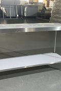 Stainless steel rolling work table with locking wheels – front view

48-inch stainless steel prep station with under-shelf and casters

72-inch commercial kitchen table with wheels – side angle

Mobile food service prep table with heavy-duty design

Industrial stainless table in warehouse environment