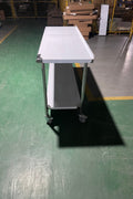 Stainless steel rolling work table with locking wheels – front view

48-inch stainless steel prep station with under-shelf and casters

72-inch commercial kitchen table with wheels – side angle

Mobile food service prep table with heavy-duty design

Industrial stainless table in warehouse environment