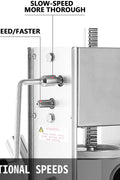 Stainless steel sausage stuffer 3L vertical – front view
Full set with 4 stuffing tubes – commercial sausage maker
Stuffer with removable cylinder and mountable base
Tilt-back vertical stuffer with food-safe piston
Homemade sausage in tray next to vertical stuffer