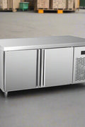 Stainless steel undercounter fridge freezer workbench with dual doors
Commercial 400L fridge freezer with prep surface
Undercounter dual temperature fridge freezer for restaurants
