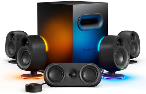 New SteelSeries Arena 9 Illuminated 5.1 Gaming Speakers – 5.1 USB Surround Sound – Wireless Rear Speakers – 2 - Way Speaker Design – Subwoofer – Reactive RGB Light – PC, Playstation, Mobile, Mac. Used, good condition - with | Sold by Uncle Wiener's Wholesale