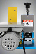 "Electric copper wire stripper AWS25 on tabletop"

"Compact 180W wire stripping machine with cord"

"Side view of AWS25 copper cable stripper"

"Adjustable roller and blade components of AWS25"

"AWS25 electric wire stripper in yellow and blue housing"