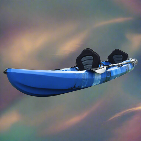 Tandem 12.5 FT Sit-On-Top Paddle Kayak – Front View

Stable Hull 2-Person Kayak for Lake Adventures

Blue Tandem Paddle Kayak with Backrests and Paddles

Lightweight Tandem 12.5 FT Kayak for Family Trips
