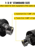 Yellow Series 4 PTO shaft with 6-spline ends and safety cover – isolated view
Diagram showing PTO shaft specs and torque performance
PTO shaft installed on orange tractor with mower attachment
Detailed view of 6-spline and round-end connectors on PTO shaft