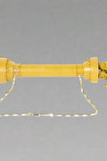 Yellow Series 4 PTO shaft with 6-spline ends and safety cover – isolated view
Diagram showing PTO shaft specs and torque performance
PTO shaft installed on orange tractor with mower attachment
Detailed view of 6-spline and round-end connectors on PTO shaft