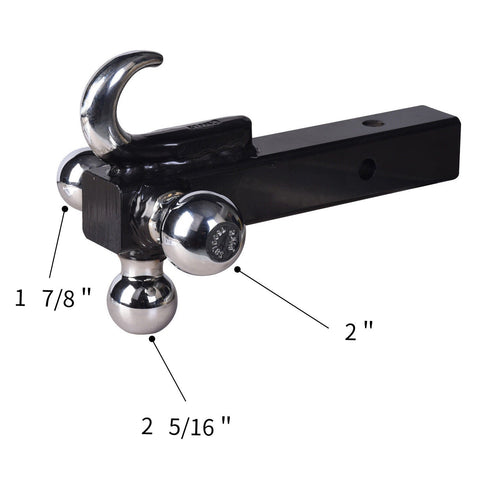 Triple Ball Hitch with Hook – 2” Receiver Mount (HB002)
Trailer Hitch with Chrome Balls and Hook – Side View
Heavy-Duty Hitch Ball Combo with Tow Hook – Rear Angle
3-Way Trailer Ball Mount with Hook – Top View