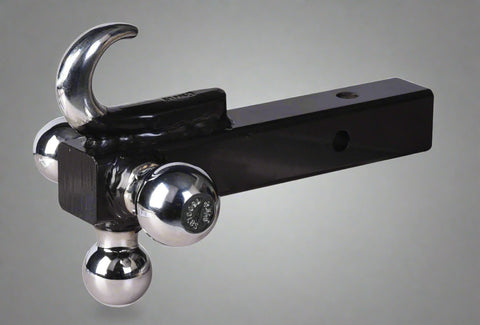 Triple Ball Hitch with Hook – 2” Receiver Mount (HB002)
Trailer Hitch with Chrome Balls and Hook – Side View
Heavy-Duty Hitch Ball Combo with Tow Hook – Rear Angle
3-Way Trailer Ball Mount with Hook – Top View