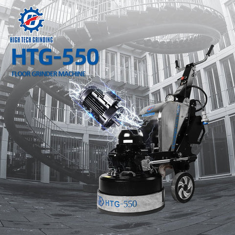 HTG-550 floor grinder front angle

Planetary concrete grinder industrial use

HTG grinder with dust shroud and handles

Concrete floor polishing machine

Three-head floor surface grinder HTG-550