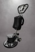 Walk-behind floor cleaning and polishing machine with black pad

Top view of floor buffer with integrated water tank

Aluminum pad drive for commercial polisher

Control panel and handle for walk-behind operation

Cleaning accessories included with machine