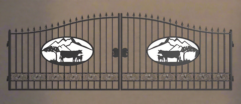 Wrought Iron Black Driveway Gate Set

Decorative Iron Entry Gates for Farm and Ranch

Durable Wrought Iron Gates – Deer Design

Heavy-Duty Black Iron Gates for Estate Entrance

Tree of Life Wrought Iron Entry Gate Design