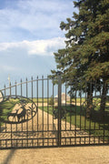 Wrought Iron Black Driveway Gate Set

Decorative Iron Entry Gates for Farm and Ranch

Durable Wrought Iron Gates – Deer Design

Heavy-Duty Black Iron Gates for Estate Entrance

Tree of Life Wrought Iron Entry Gate Design