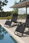 Zero Gravity Recliner Chair – Black Outdoor Folding Seat

Foldable Recliner Chair for Camping & Patios

Side View of Adjustable Outdoor Lounge Chair

Reclining Position Display – Zero Gravity Outdoor Chair

Compact Folded Recliner Chair – Easy to Transport

Weather-Resistant Mesh Lounge Chair – Zero Gravity Design
