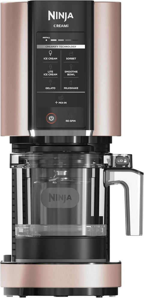 Ninja CREAMi Ice Cream Maker, for Gelato, Mix - ins, Milkshakes, Sorbet, Smoothie Bowls & More, 7 One - Touch Programs, with (2) Pint Containers & Lids, NC301CRG, Rose Gold (Canadian Version) - with | Sold by Uncle Wiener's Wholesale