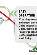 Peakworks Cable Anchor Sling - Reusable Cable Sling Anchor Point with O - Rings Ends - OSHA Compliant Fall Arrest Protection (Available in Multiple Lengths) - with | Sold by Uncle Wiener's Wholesale