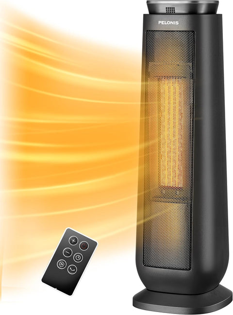 Pelonis Space Heater Portable for Indoor Use, 23 Inch Electric Heater with remote for Bedroom, 1500W PTC Fan Heater with Overheating& tip - over Protection, Quiet, Energy Efficient, 70°Oscillating - with | Sold by Uncle Wiener's Wholesale