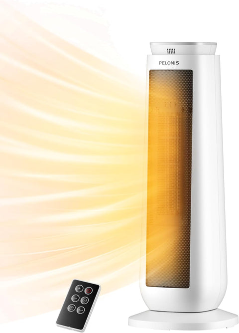 PELONIS Up to 1500 - Watt Ceramic Tower Indoor Electric Space Heater with Thermostat and Remote Included - with Color/Finish Family: White | Sold by Uncle Wiener's Wholesale