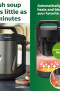 Philips Viva Collection SoupMaker, 1.2 L, Makes 2 - 4 servings, 6 Pre - set Programs, SoupPro Technology, Soup in Less than 18 Minutes, Eeasy Clean, Recipe Book, Black and Stainless Steel (HR2204/70) - with | Sold by Uncle Wiener's Wholesale
