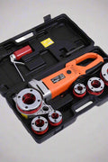 Heavy-duty 6-die electric pipe threader kit for construction and plumbing use