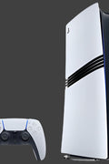 PlayStation 5 Pro Console standing vertically with controller

 PS5 Pro Digital Edition rear view showing ports

PS5 Pro unit with DualSense controller (white)
