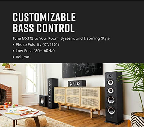 Polk Monitor XT12 Powered Sub Woofer dynamique équilibré 30,5 cm et amplificateur de classe A/B 100 W, armoire MDF à faible résonance et grille amovible, compatible Dolby Atmos et DTS:X, noir nuit - with | Sold by Uncle Wiener's Wholesale