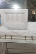 Premium Solid Wood Casket Coffin – High Gloss Finish with Velvet Interior - with White | Sold by Uncle Wiener's Wholesale