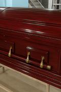 Premium Solid Wood Casket Coffin – High Gloss Finish with Velvet Interior - with Dark Cherry | Sold by Uncle Wiener's Wholesale