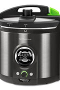 Presto Precise 02144 12 Qt Electric Pressure Canner, Stainless Steel, Black, has a dent, good condition - with <B>Dimensions (Overall):</B> 8.19 inches (H) x 17 inches (W) x 14 inches (D) | Sold by Uncle Wiener's Wholesale
