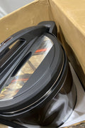 Presto Precise 02144 12 Qt Electric Pressure Canner, Stainless Steel, Black, has a dent, good condition - with <B>Dimensions (Overall):</B> 8.19 inches (H) x 17 inches (W) x 14 inches (D) | Sold by Uncle Wiener's Wholesale