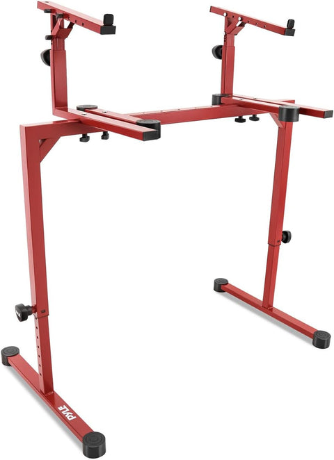 Pyle 2 - Tier Universal Heavy - Duty Keyboard Stand, Adjustable Height & Width, Portable & Sturdy Digital Piano Holder Rack, w/Protective Rubber Discs - for Sitting & Standing Performances - with Two Tier | Sold by Uncle Wiener's Wholesale