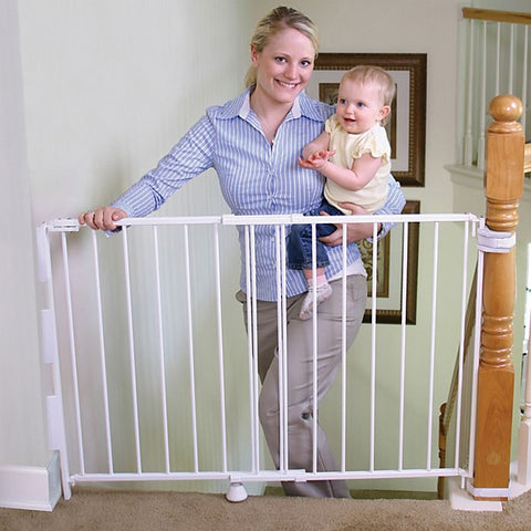 Regalo® 2 - in - 1 Top of Stairs Gate - with WHITE | Sold by Uncle Wiener's Wholesale