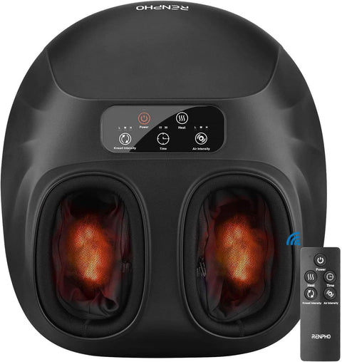 RENPHO Foot Massager Machine with Heat, Electric Shiatsu Foot Massager with Remote Control, Deep Kneading, Relieve Plantar Fasciitis and Tired Muscles, Fits Men Feet Size Up to 14, Home and Office Use - with | Sold by Uncle Wiener's Wholesale