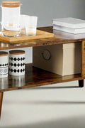 "Rustic mid-century solid wood coffee table with tapered legs and oak finish – Model TLCT2113"