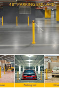 Safety Bollard, Towallmark 4 Packs 48 Inch Height Bollard Post, 4.5 Inch Diameter, Yellow Safety Steel Bollard Post with 8 Anchor Bolts, for Traffic Control, Driveway Barrier, Parking Pole - with | Sold by Uncle Wiener's Wholesale