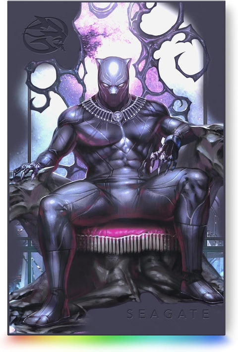 Seagate King of Wakanda SE FireCuda External HDD 2TB - USB 3.2, customizable RGB LED Magenta (STLX2000400) - with King of Wakanda | Sold by Uncle Wiener's Wholesale