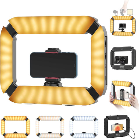 Smartphone Video Rig PICTRON U200 Handheld LED Ring Light Selfie Light Phone Video Stabilizer for Camera, Smartphone, Action Camera, YouTube, Setup, Filmmaking, Makeup, Vlogging - with | Sold by Uncle Wiener's Wholesale