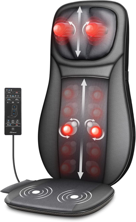 SNAILAX Shiatsu Back Massager with Heat, Deep Kneading Full Back Kneading Rolling Massage, Neck Back Massager Cushion, Gifts for Men Women - with | Sold by Uncle Wiener's Wholesale