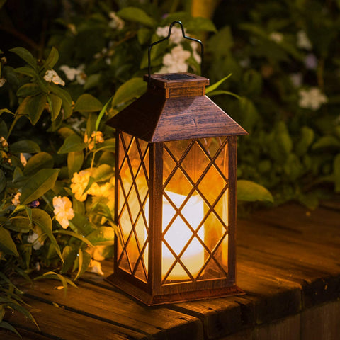 Solar Garden LED Flameless Candle Lantern – Outdoor Warm White Flickering Light - with | Sold by Uncle Wiener's Wholesale