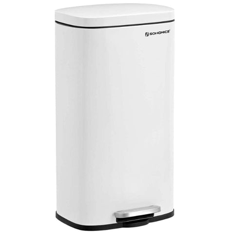 SONGMICS Trash Can with Lid, 8 Gallon Garbage Can, Stainless Steel Small Waste Bin with Step Pedal and Inner Bucket, Soft Close, Kitchen, White ULTB102W01 - with | Sold by Uncle Wiener's Wholesale