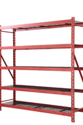 Steel Garage Storage Rack – 3, 4, 5 - Tier Heavy - Duty Industrial Shelving Units - Garage & Industrial Shelving Units with 5 Layer Red Racking 90" W x 24" D x 90" H | Sold by Uncle Wiener's Wholesale
