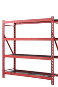 Steel Garage Storage Rack – 3, 4, 5 - Tier Heavy - Duty Industrial Shelving Units - Garage & Industrial Shelving Units with 4 Layer Red Racking 77" W x 24" D x 72" H | Sold by Uncle Wiener's Wholesale