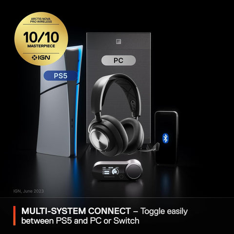 SteelSeries Arctis Nova Pro Wireless Multi - System Gaming Headset - Premium Hi - Fi Drivers - Active Noise Cancellation - Infinity Power System - Stealth Retractable Mic - PC, PS5/PS4, Switch, Mobile - with | Sold by Uncle Wiener's Wholesale