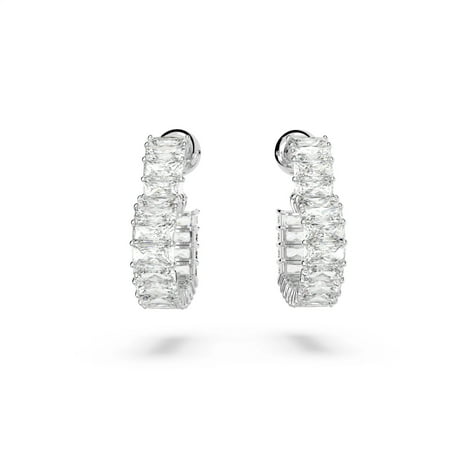 Swarovski Matrix 5653170 Rhodium Plated & Crystal Hoop Earrings - with White | Sold by Uncle Wiener's Wholesale