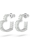 Swarovski Matrix 5653170 Rhodium Plated & Crystal Hoop Earrings - with White | Sold by Uncle Wiener's Wholesale